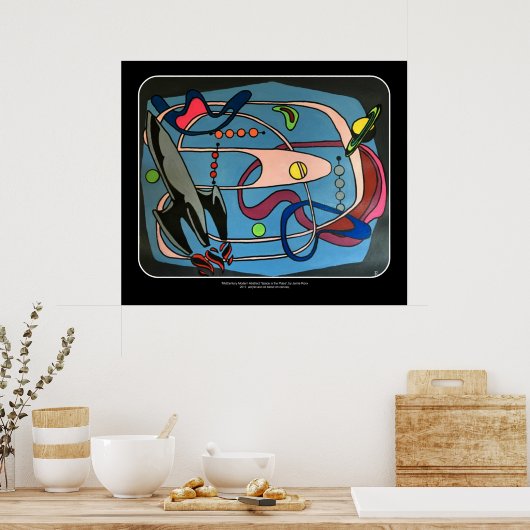 'MidCentury Mod Space is the Place' schilderij op  Poster (Keuken)