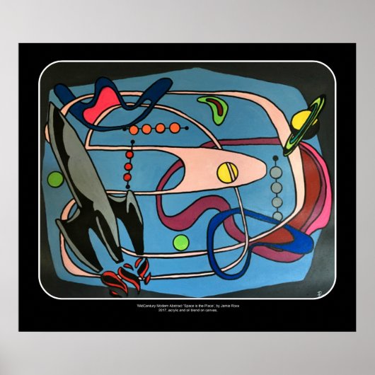 'MidCentury Mod Space is the Place' schilderij op  Poster (Voorkant)