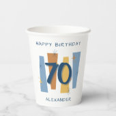 Midcentury Modern 70e verjaardag Retro Blauw Papieren Bekers (Achterkant)