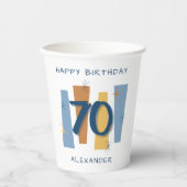 Midcentury Modern 70e verjaardag Retro Blauw Papieren Bekers (Voorkant)