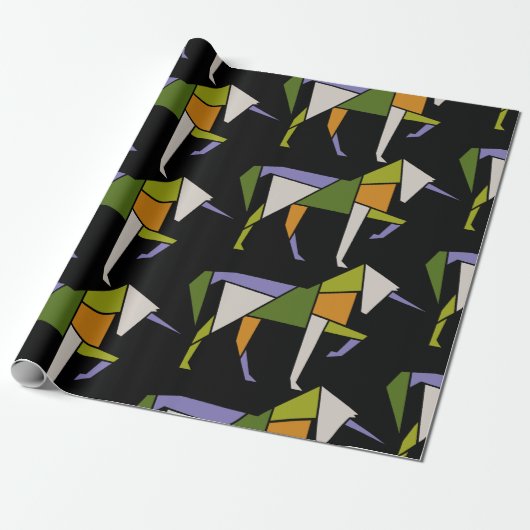 MidCentury Modern Abstract eenhoorn tangram dier Cadeaupapier (Uitgerold)