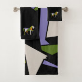 Midcentury Modern Abstract Krachtig Tangram Dier Bad Handdoek (Insitu)