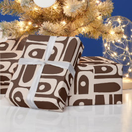 Midcentury Modern Abstract Piquet Retro Brown Cadeaupapier