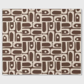 Midcentury Modern Abstract Piquet Retro Brown Cadeaupapier (Vlak)