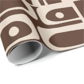 Midcentury Modern Abstract Piquet Retro Brown Cadeaupapier (Rol Hoek)