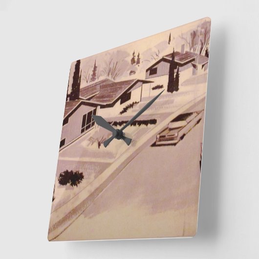 Midcentury Modern Architecture Vierkante Klok (Hoek)