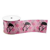 Midcentury Modern Atomic Starburst Retro Flamingo' Satijnen Lint (Spoel)