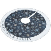 Midcentury Modern Blue Snowflake gepersonaliseerd Kerstboom Rok (Gekanteld)
