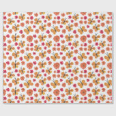Midcentury Modern Butterfly Poppy Rood Sinaasappel Cadeaupapier (Vlak)