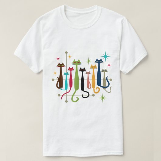 MidCentury Modern Cats  Retro MCM Sty 1950 T-shirt (Design voorkant)