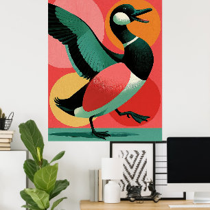 Midcentury Modern Eend Krachtige Geometrische Kuns Poster