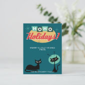 Midcentury Modern Ho Ho Holidays Christmas Feestdagenkaart (Staand voorkant)