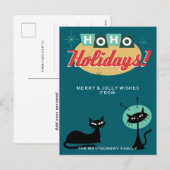 Midcentury Modern Ho Ho Holidays Christmas Feestdagenkaart (Voorkant / Achterkant)