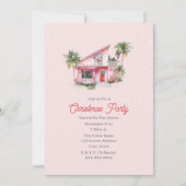 Midcentury Modern House Roze Kerstfeest Kaart (Voorkant)