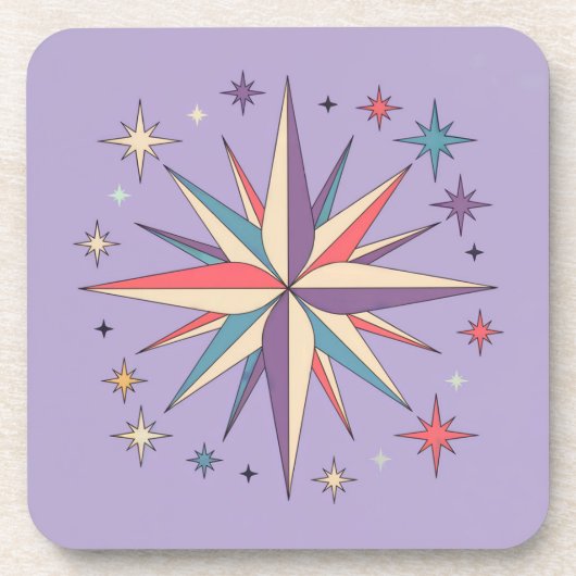 MidCentury Modern Lavendel Onderzetter Set (Voorkant)
