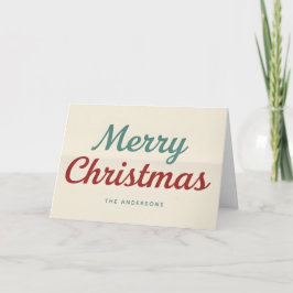 Midcentury Modern Minimal Script Merry Christmas Feestdagen Kaart
