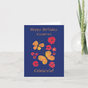 MidCentury Modern Oranje vlinder Leuke verjaardag Kaart