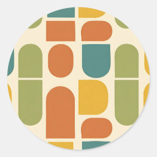 Midcentury Modern Organische Vormen Patroon Ronde Sticker