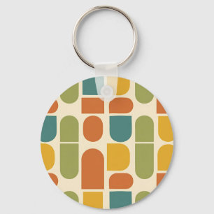 Midcentury Modern Organische Vormen Patroon Sleutelhanger