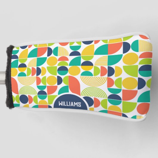 Midcentury Modern Retro Aangepaste Naam Monogram Golfheadcover (Voorkant)