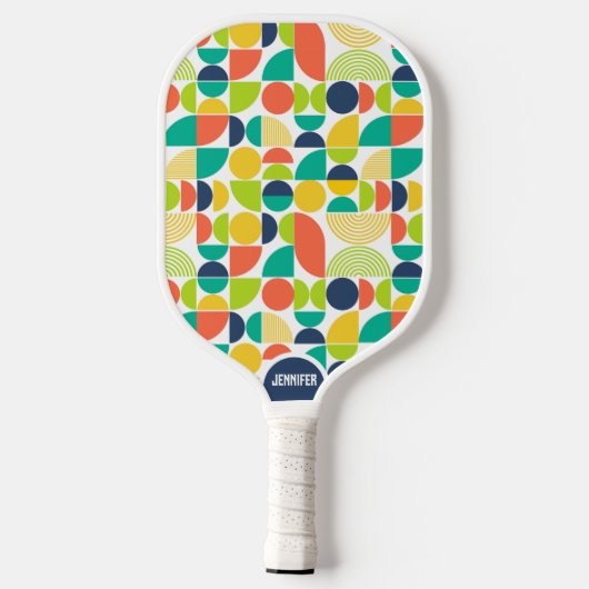 Midcentury Modern Retro Aangepaste Naam Monogram Pickleball Paddle (Achterkant)