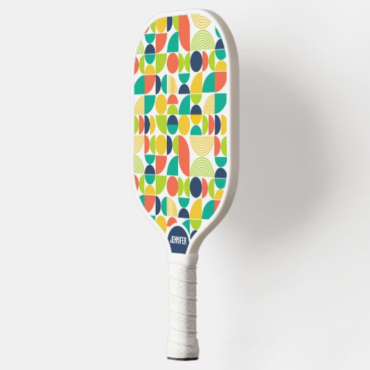 Midcentury Modern Retro Aangepaste Naam Monogram Pickleball Paddle (Links)