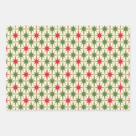 Midcentury Modern Retro Christmas Patterns Inpakpapier Vel