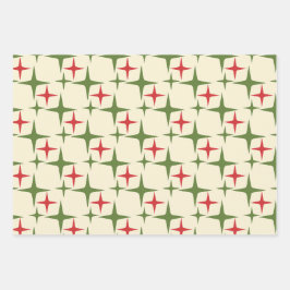 Midcentury Modern Retro Christmas Patterns Inpakpapier Vel