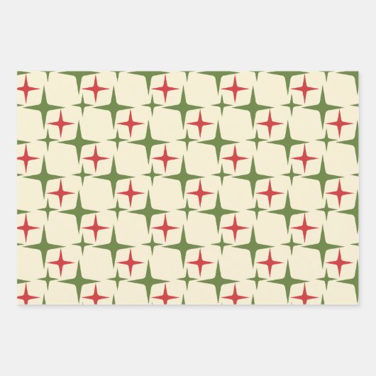 Midcentury Modern Retro Christmas Patterns Inpakpapier Vel (Voorkant)