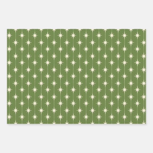 Midcentury Modern Retro Christmas Patterns Inpakpapier Vel (Voorkant 2)