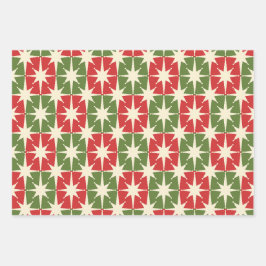 Midcentury Modern Retro Christmas Patterns Inpakpapier Vel