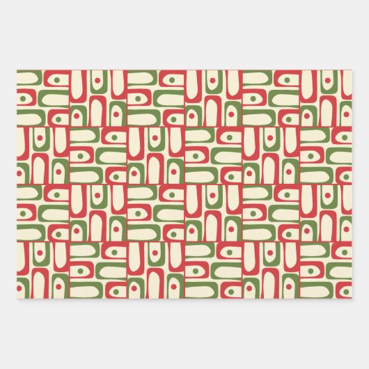 Midcentury Modern Retro Christmas Patterns Inpakpapier Vel (Voorkant 3)