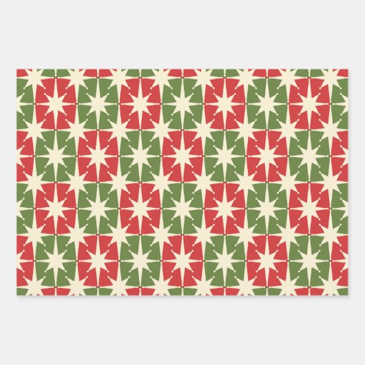 Midcentury Modern Retro Christmas Patterns Inpakpapier Vel (Voorkant 2)