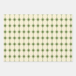 Midcentury Modern Retro Christmas Starbursts Inpakpapier Vel