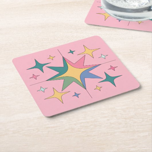 MidCentury Modern Roze Onderzetter Set (Schuin)