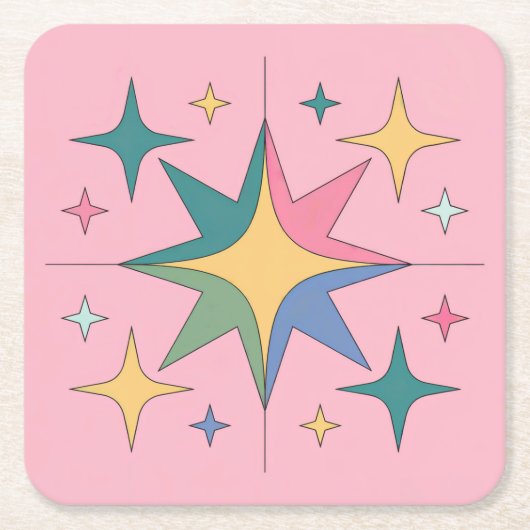 MidCentury Modern Roze Onderzetter Set (Voorkant)