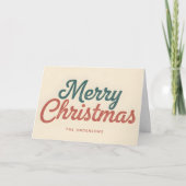 Midcentury Modern Script Merry Christmas Feestdagen Kaart (Voorkant)