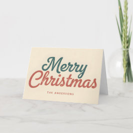 Midcentury Modern Script Merry Christmas Feestdagen Kaart