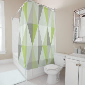 MidCentury Modern Triangles Chartreuse Douchegordijn (In situ)