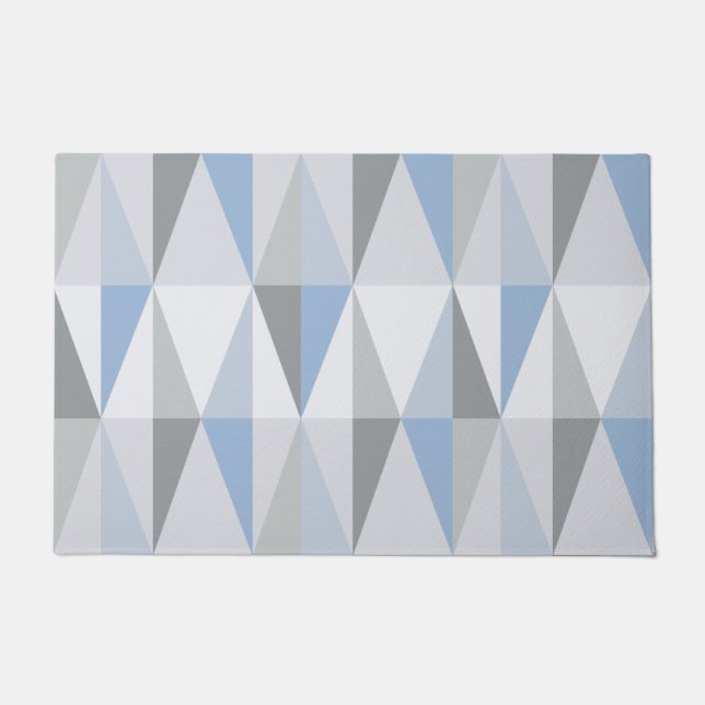 MidCentury Modern Triangles Sky Blue Deurmat (Voorkant)