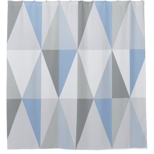 MidCentury Modern Triangles Sky Blue Douchegordijn (Voorkant)