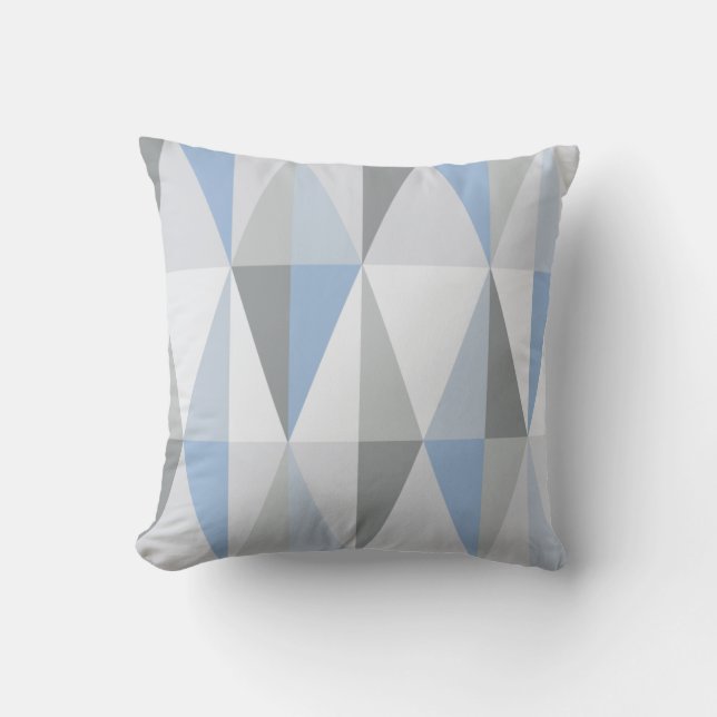 MidCentury Modern Triangles Sky Blue Kussen (Voorkant)