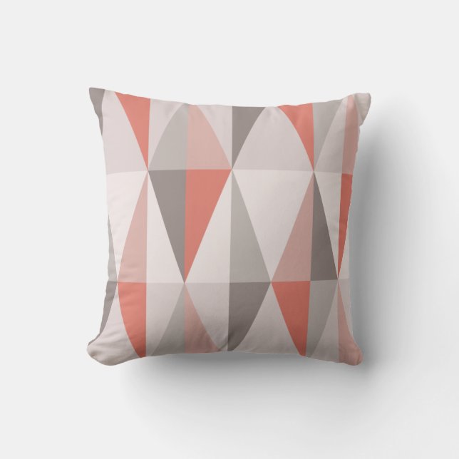 MidCentury Modern Triangles Zalmroze Kussen (Voorkant)