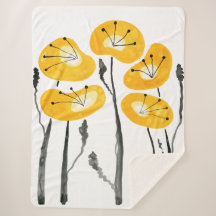 Midcentury Modern Yellow Poppies, Abstracte Bloeme