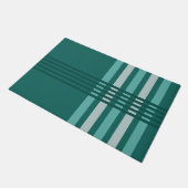 Midcentury Moderne Abstracte lijnen Turquoise Deurmat (Schuin)