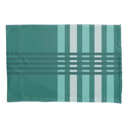 Midcentury Moderne Abstracte lijnen Turquoise Kussensloop (Voorkant)
