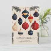 Midcentury Moderne Kerst Ornamenten Bedrijf Feestdagenkaart (Staand voorkant)
