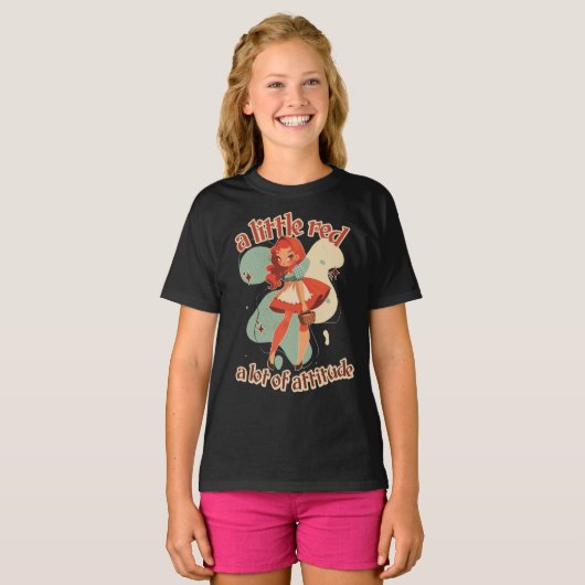 Midcentury moderne kleine rode motorkap t-shirt (Voorkant volledig)