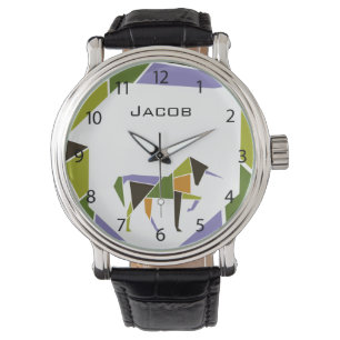 MidCentury Moderne Naam Eenhoorn Krachtig Dier Horloge