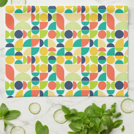 MidCentury Moderne retro Abstracte kunst Theedoek (Gevouwen)